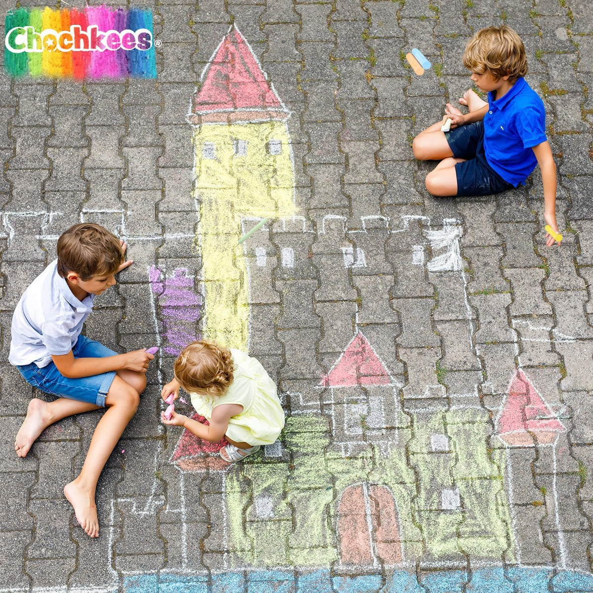 Chochkees 180 tizas jumbo surtidas para acera, tiza lavable de color neón, ideal para arte al aire libre, niños y niñas, perfecto para recuerdos de fiesta, 4 pulgadas de alto (paquete de 180)