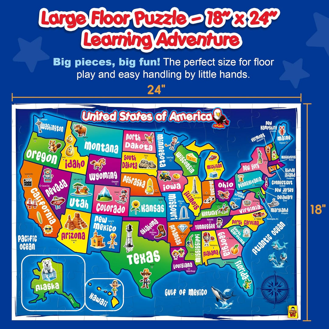 Rompecabezas de mapa de Estados Unidos para niños de 4 a 8