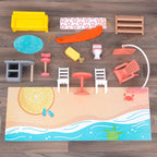 KidKraft Ferris Wheel Fun Beach House - Casa de muñecas de madera con 19 accesorios y EZ Kraft Assembly™, regalo para mayores de 3 años