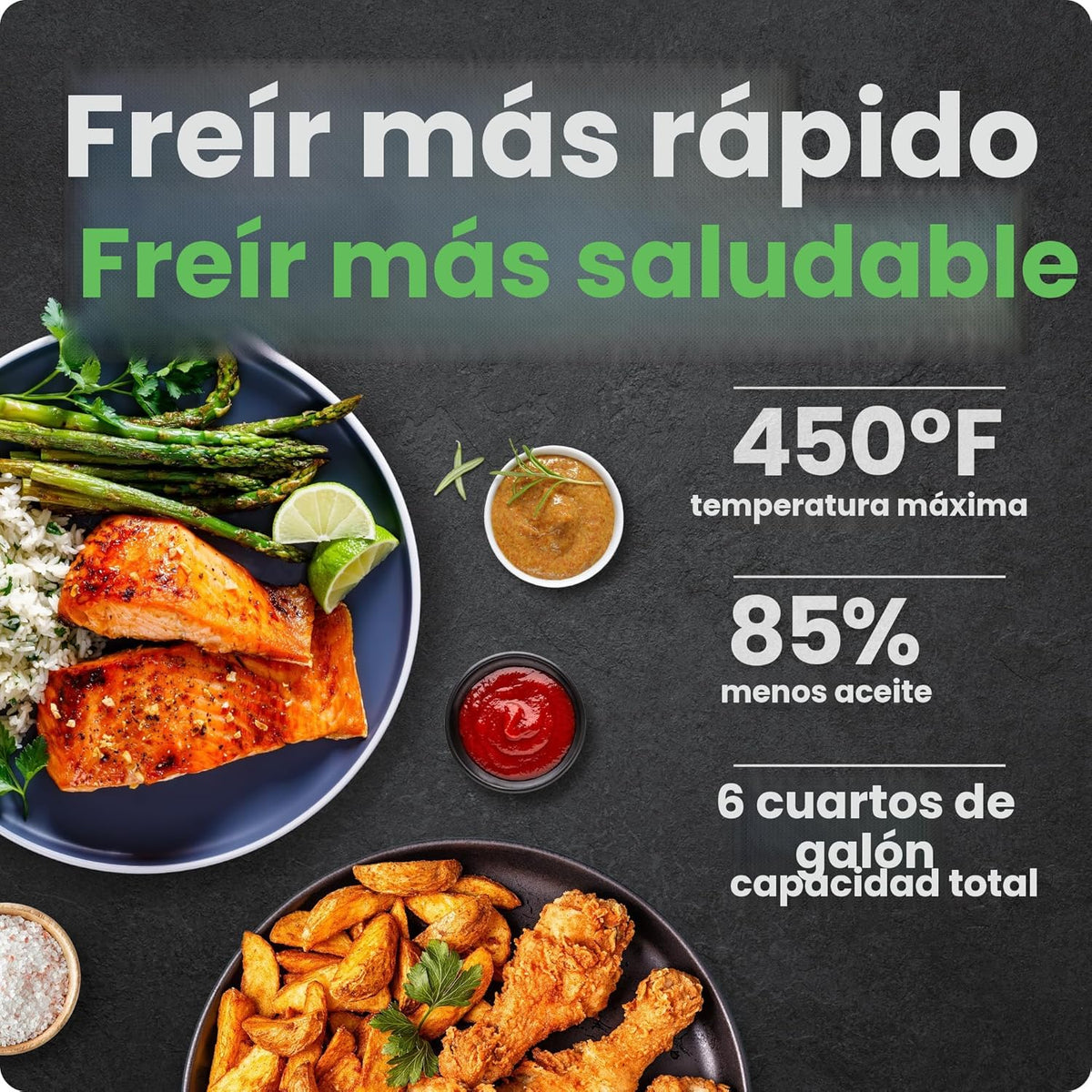 CHEFMAN Horno freidora de aire de doble cesta de 6 cuartos con ventanas de fácil visión, acabado de sincronización, Hi-Fry, apagado automático, 2 cestas independientes antiadherentes de 3 cuartos de