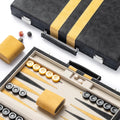 Juegos de backgammon de 15 pulgadas para adultos, tablero clásico de backgammon con dados de damas únicos, exterior de piel sintética e interior de terciopelo, juego de viaje de backgammon