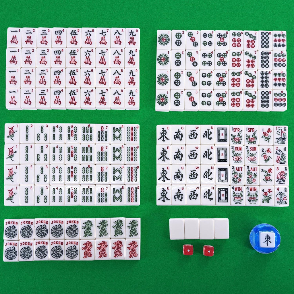 Juego completo de mahjong americano de 1.2 pulgadas de 166 azulejos – Juego completo de viaje con bonitos azulejos Mah Jongg para principiantes, adultos, personas mayores, mini mahjong