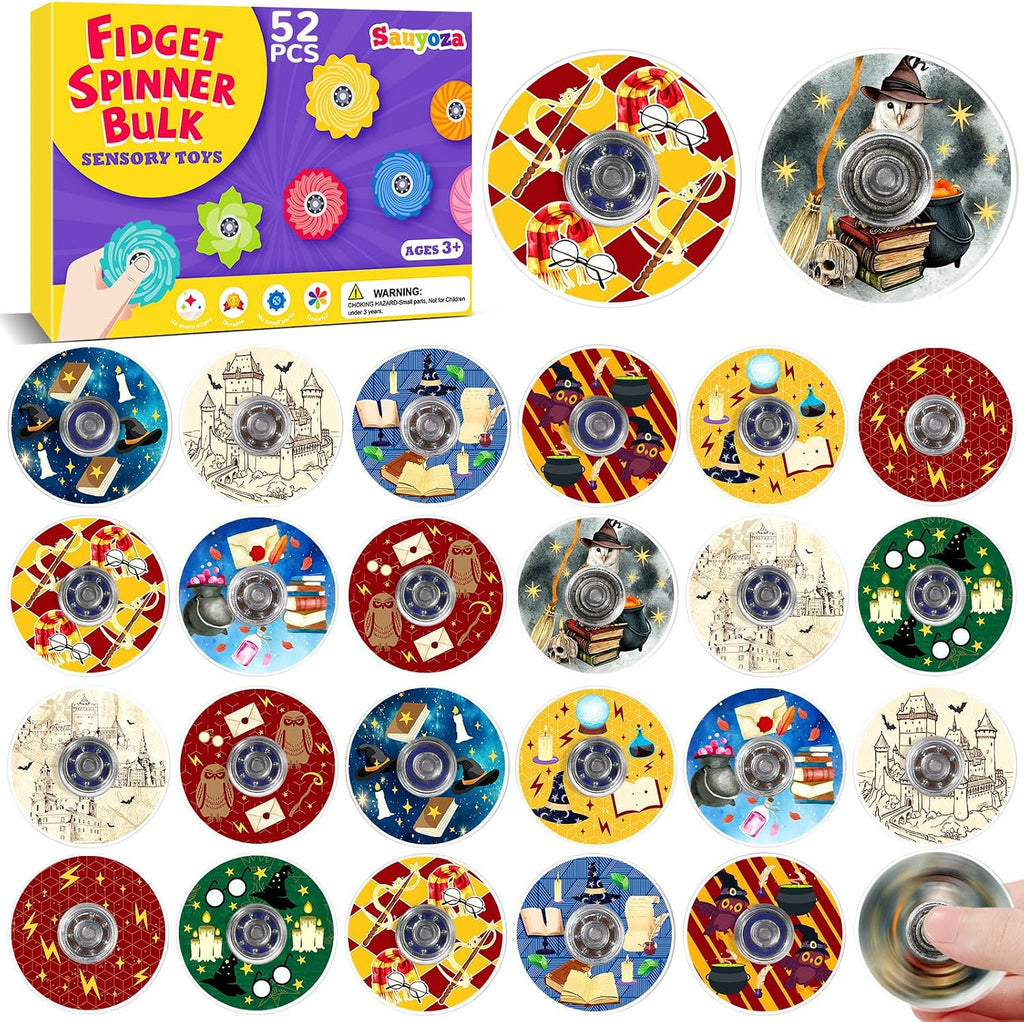 Paquete de 52 juguetes giratorios para fiestas de mago de fantasía, para cumpleaños de niños, mago encantado, a granel para recompensas de aula, rellenos de bolsas de regalos, suministros