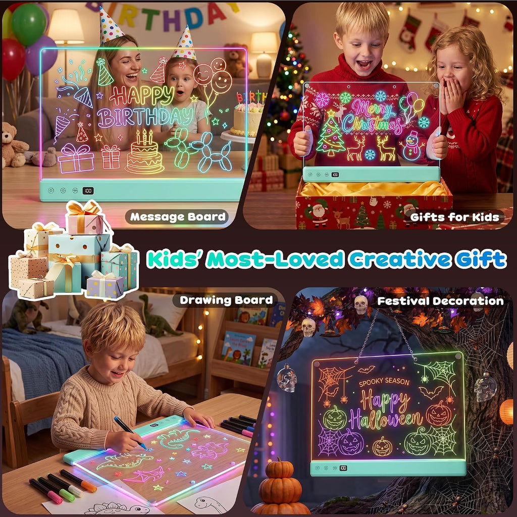 Tablero de dibujo LED recargable de 16" para niños con 16 efectos