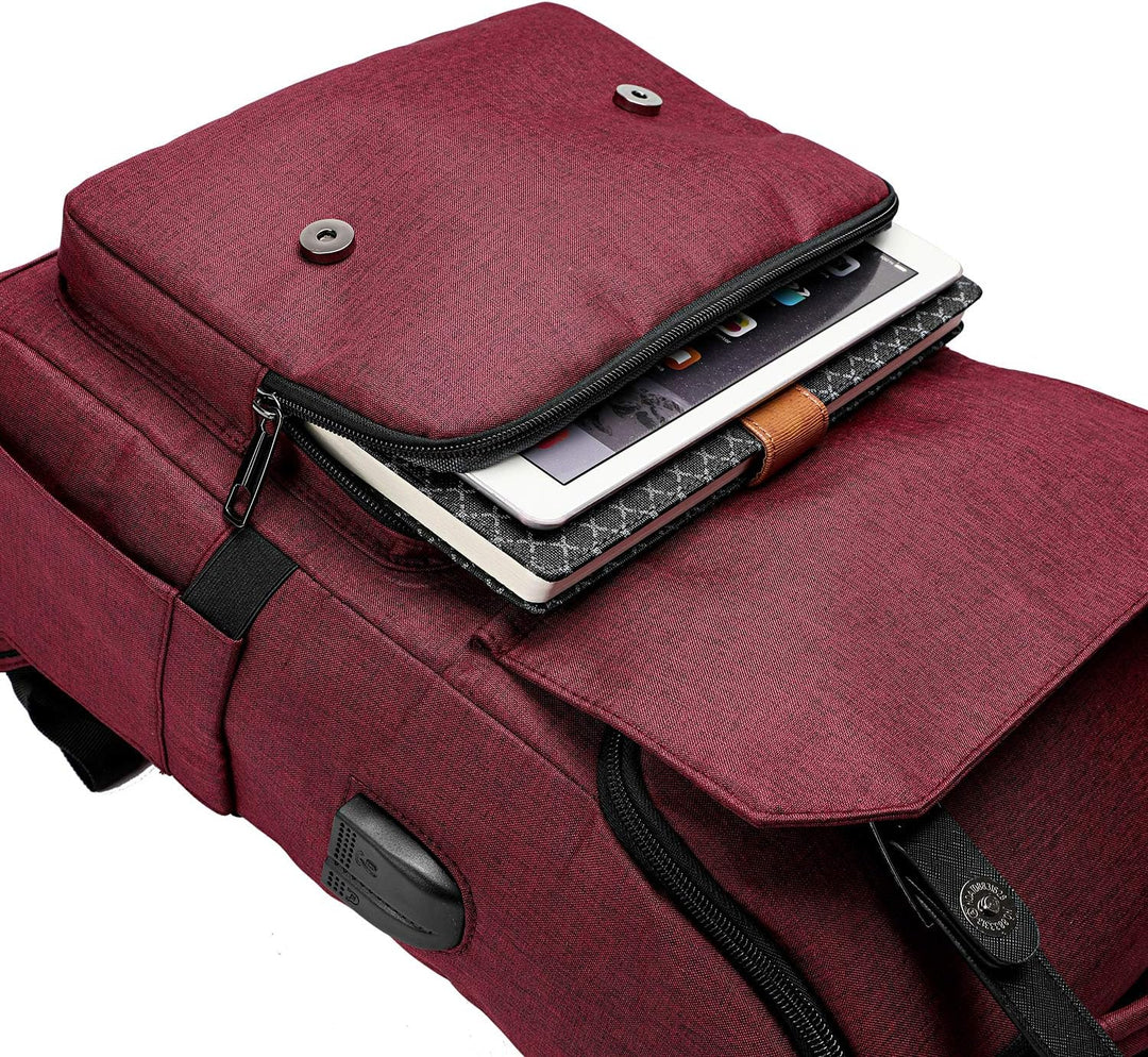 YALUNDISI Mochila vintage de viaje para laptop con puerto de carga...