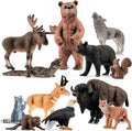 Juego de 12 figuras sólidas de animales del bosque de América del