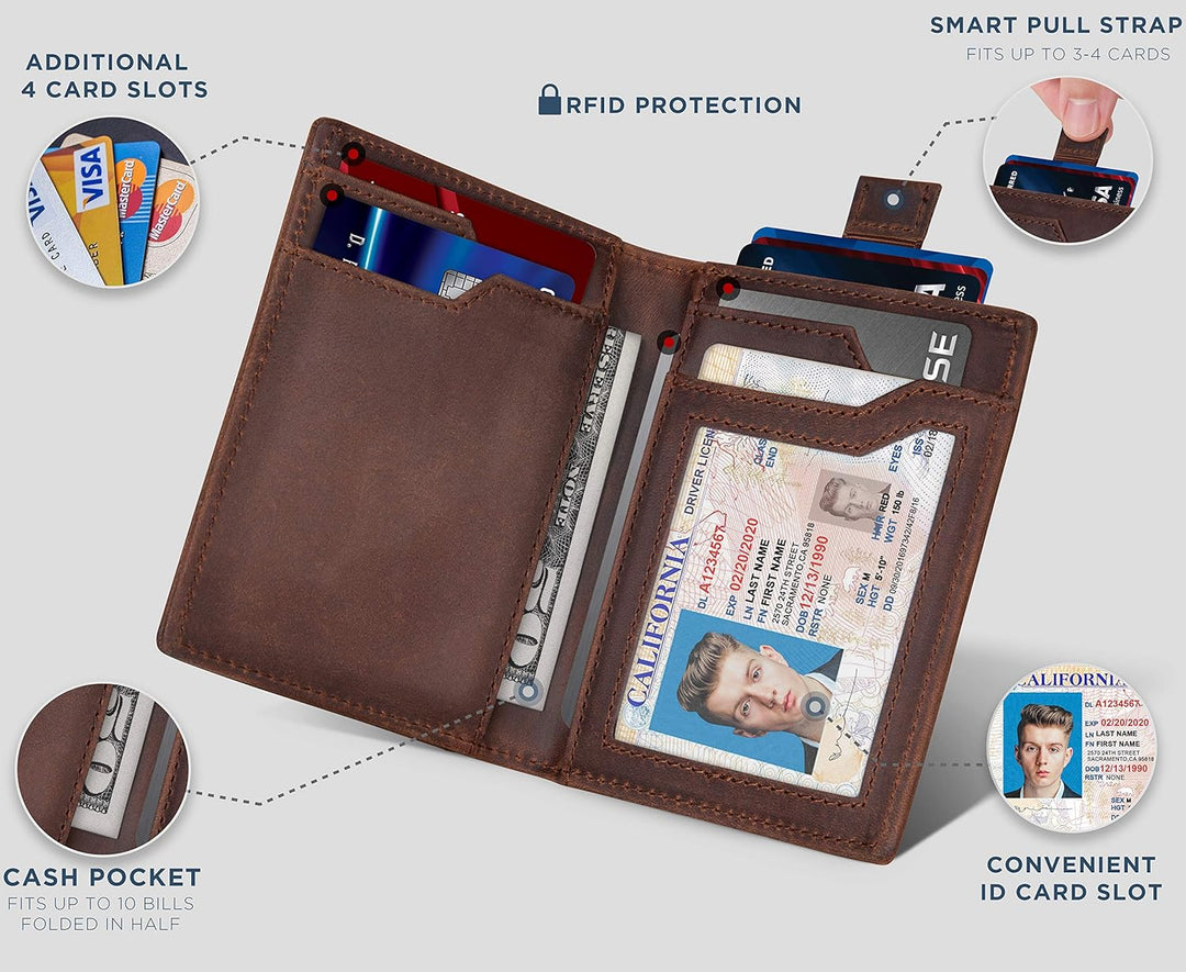 SERMAN BRANDS \u2013 Carteras para hombre, delgadas, de cuero, con...