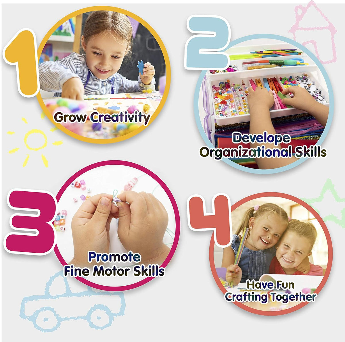 Olly Kids Kit de manualidades, suministros de arte y manualidades para niños de 4 a 8 años