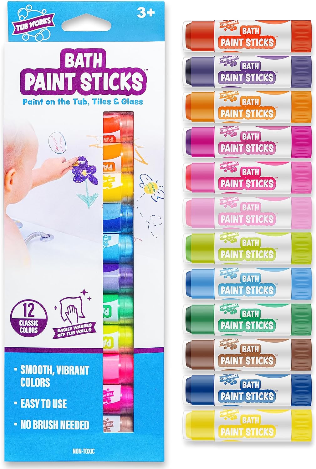 Tub Works Bath Paint Sticks - Juguete de baño 12 unidades