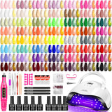 Kit de esmalte de uñas de gel con lámpara de uñas, kit de uñas de g...