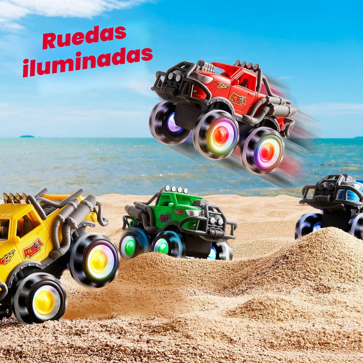 ArtCreativity Paquete de 3 juguetes Monster Truck con ruedas ilumin...