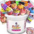 Cubo de Slime de Mantequilla Lechosa de 4 LB como Regalo para Niñas, FunKidz 64 FL OZ Kit de Juguete de Slime Blanco Suave Enorme Preelaborado Perfumado con 29 Complementos Variados, Regalo de