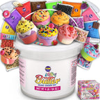 Cubo de Slime de Mantequilla Lechosa de 4 LB como Regalo para Niñas, FunKidz 64 FL OZ Kit de Juguete de Slime Blanco Suave Enorme Preelaborado Perfumado con 29 Complementos Variados, Regalo de