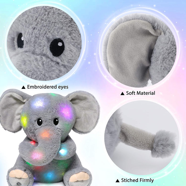 Hopearl Elefante de peluche con luces LED, flexible, con luces de n...
