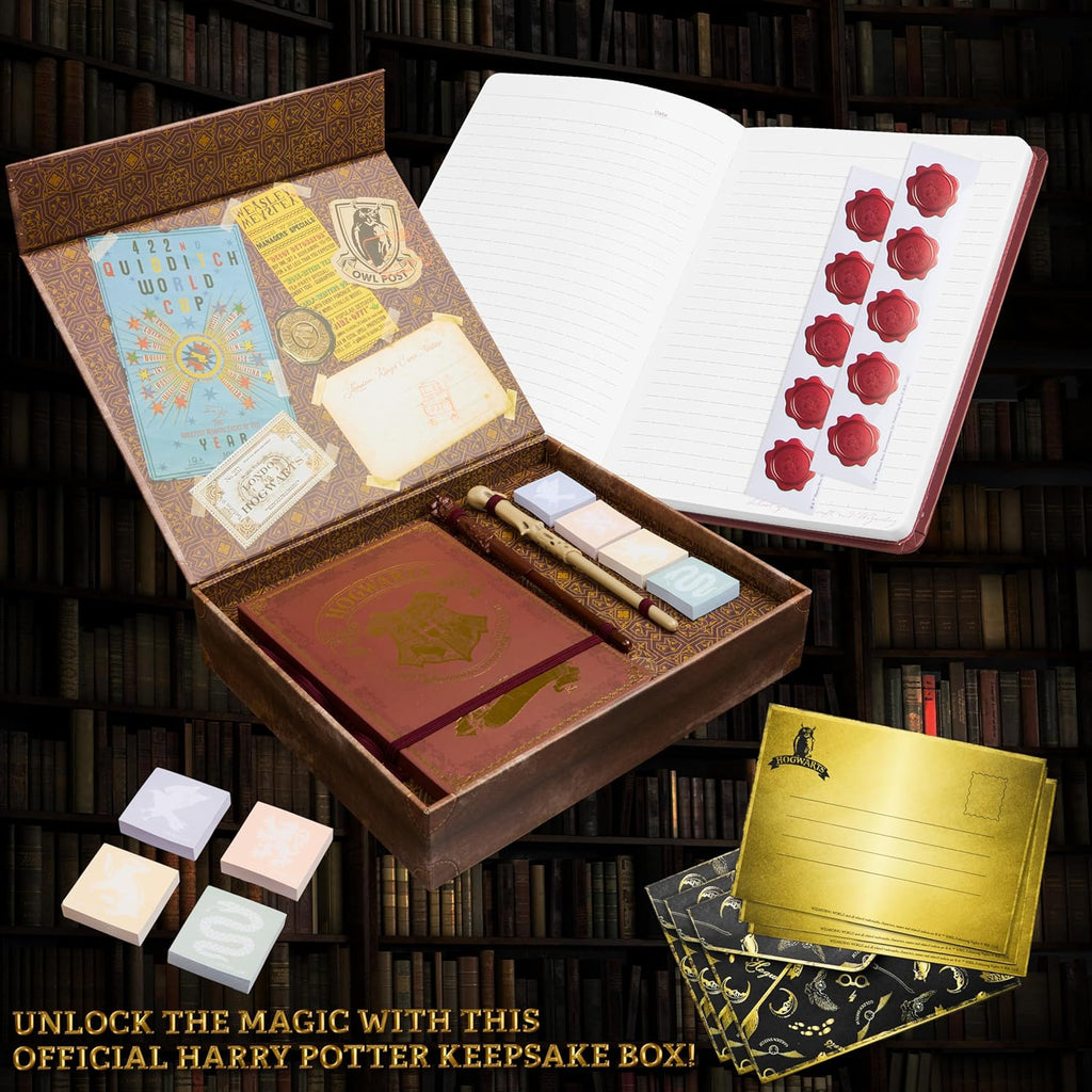 Set de papelería de Harry Potter para niños, adolescentes y adultos con varitas, bolígrafos, cuadernos, pegatinas, notas adhesivas, artículos escolares, diarios, regalos de escritura para niños