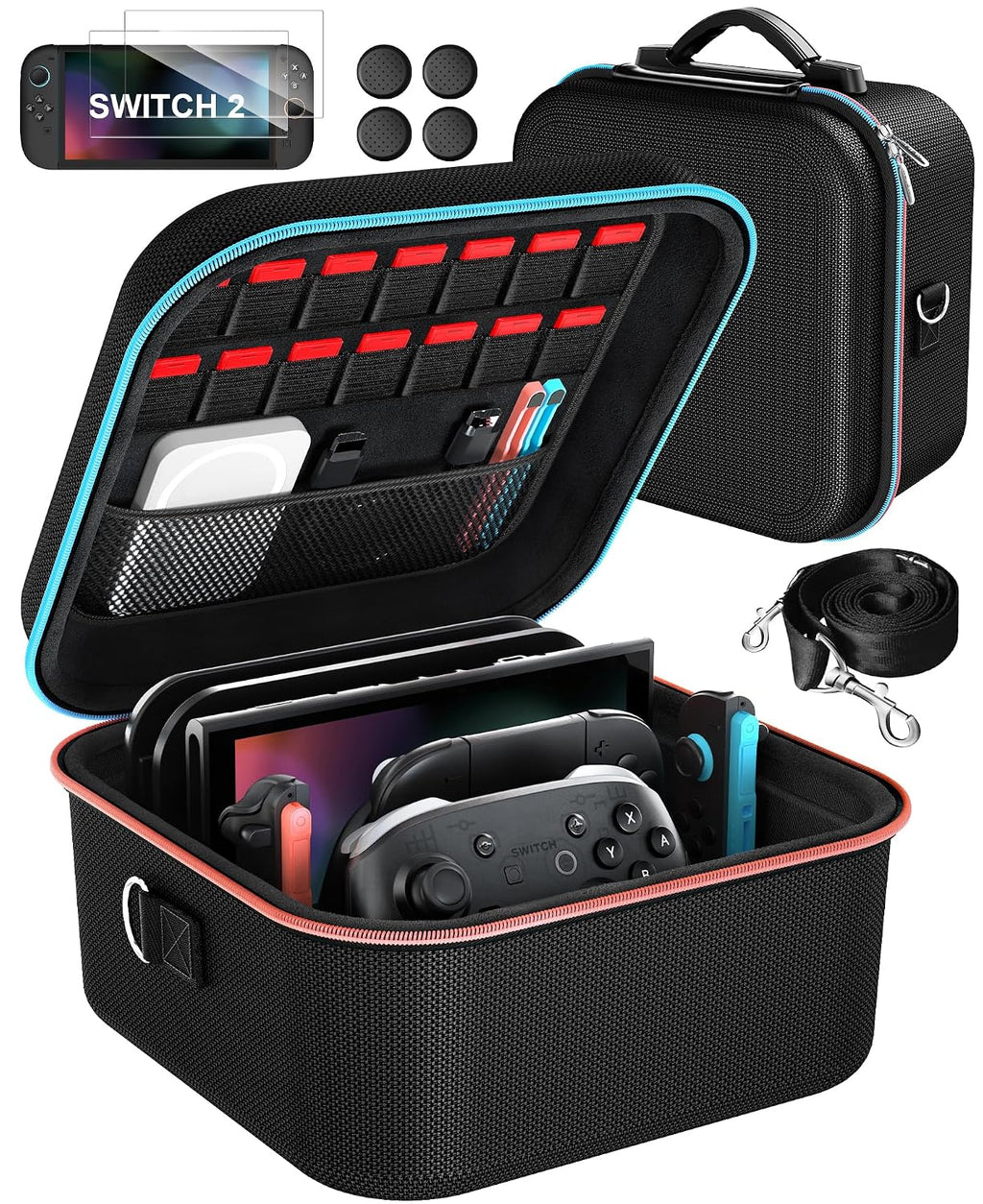 ivoler - Funda compacta para Nintendo interruptor 2, todo en uno, color negro