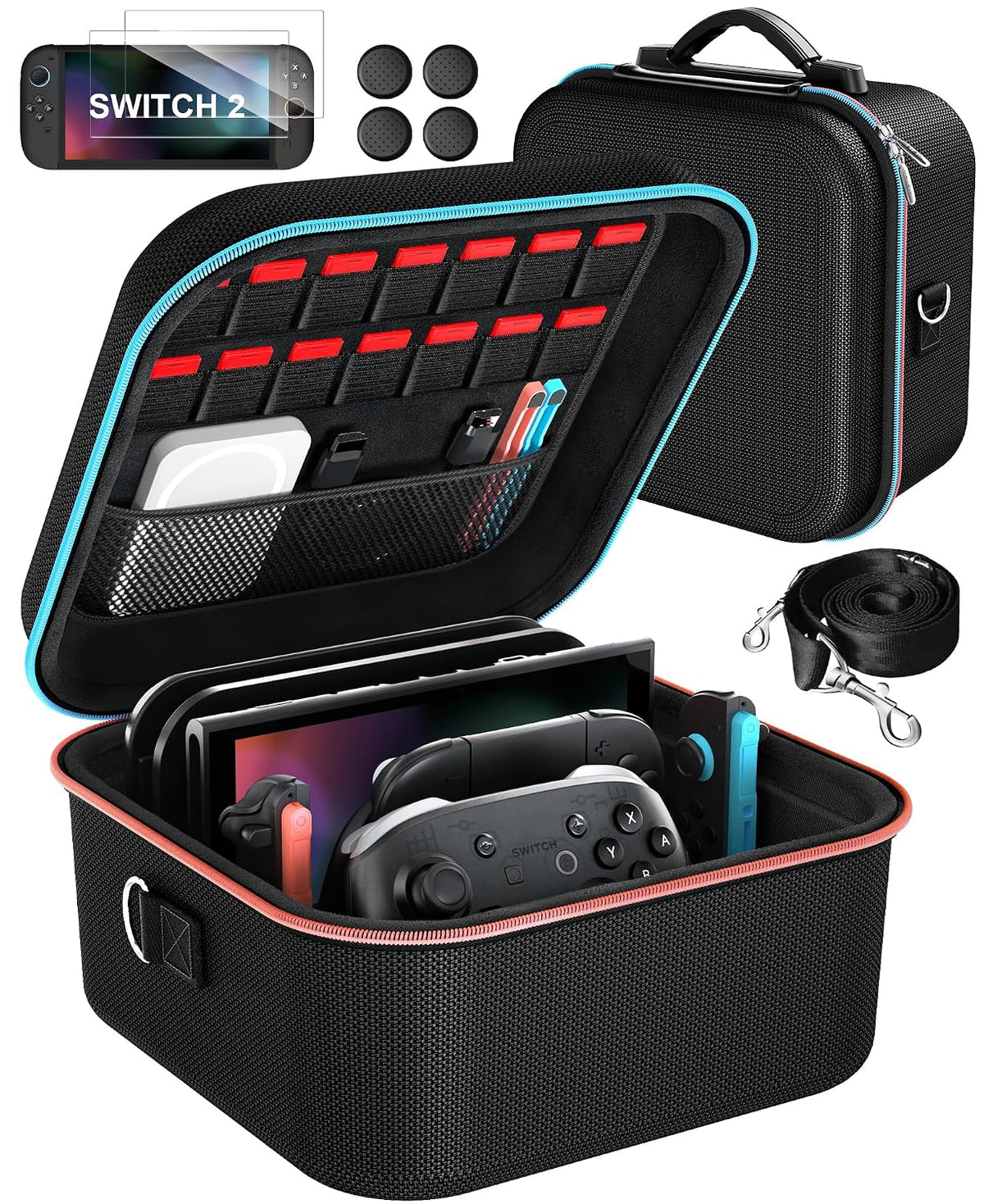 ivoler - Funda compacta para Nintendo interruptor 2, todo en uno, color negro