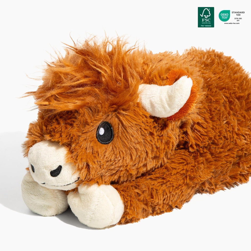 Brease Juguete de peluche de vaca marrón de las tierras altas con peso de 5 libras, grande y acogedor, para mayor comodidad y calma, compañero suave y abrazable para niños y adultos, peluche pesado