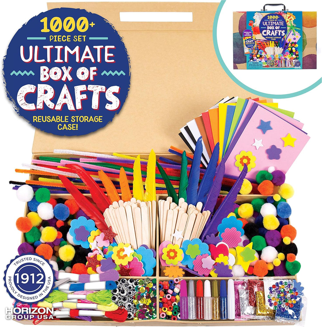 Made By Me Ultimate - Caja de manualidades, actividades de arte y manualidades, juego de 1000 piezas, estuche de almacenamiento, ideal para artes y manualidades preescolares, proyectos para adultos y