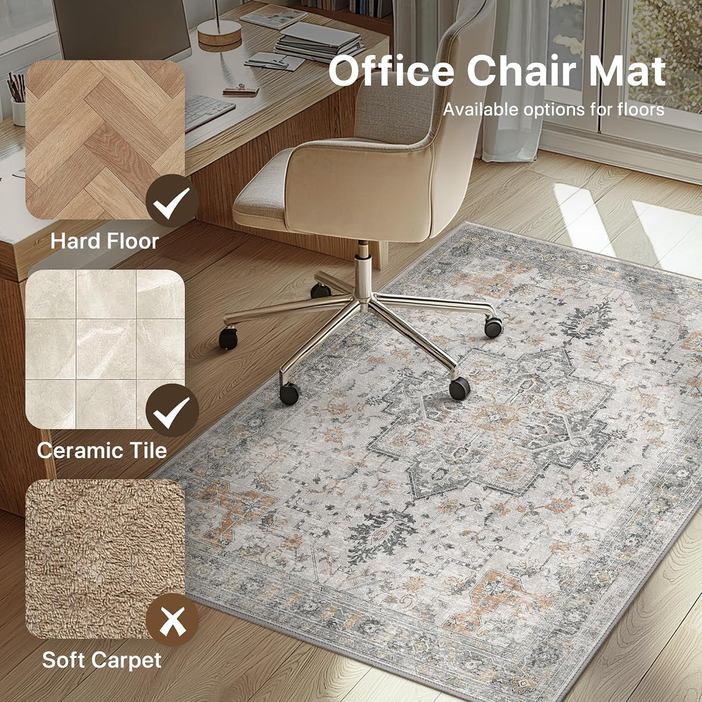 Lámpara Tapete para silla de oficina de 48"x60" para piso de baldosas de madera dura, protector de alfombra debajo del escritorio para tapete de silla de computadora rodante, alfombra lavable a máquina