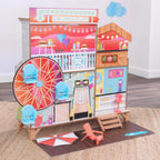 KidKraft Ferris Wheel Fun Beach House - Casa de muñecas de madera con 19 accesorios y EZ Kraft Assembly™, regalo para mayores de 3 años