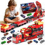 Camión 3 en 1 con Pista de Carrera Plegable de 45'', Juguete de Camionetas para Niños de 4-8 Años