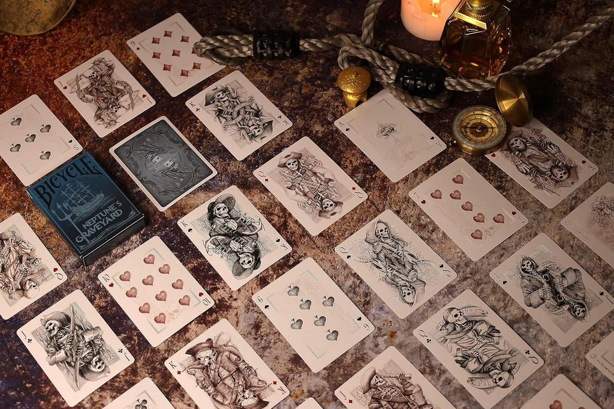 Neptune's Graveyard Bicicleta, barco pirata y sirena, calidad premium, ideal para fiestas piratas, decoraciones y regalos con temática oceánica, juego de 2 unidades