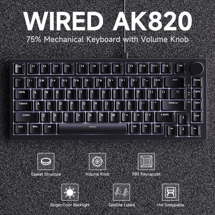 Ajazz AK820 - Teclado mecánico para juegos con cable, 75% con cable...