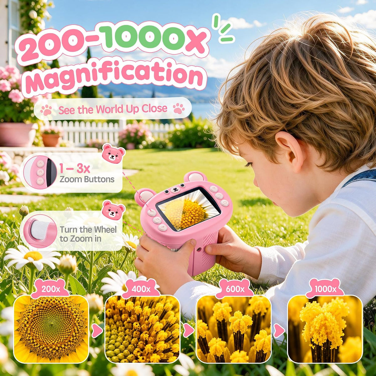 Microscopio digital portátil 1000X 2.4 para niños: juguete STEM y regalos