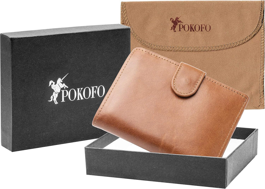 POKOFO Billetera grande de cuero genuino con bloqueo RFID, tarjeter...