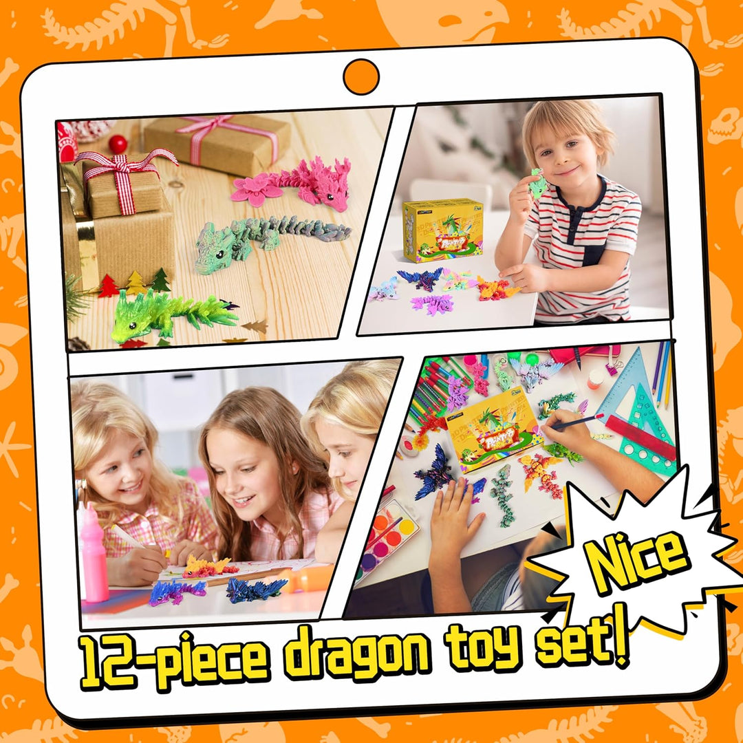 Cybermaker Juego de 12 dragones impresos en 3D rellenos de