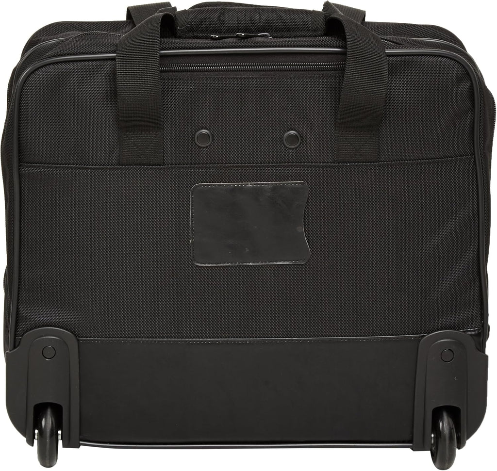 Amazon Basics Bolsa para portátil con ruedas de 15.6 pulgadas para viajes y negocios, maletín con ruedas, asa de bloqueo ajustable, color negro