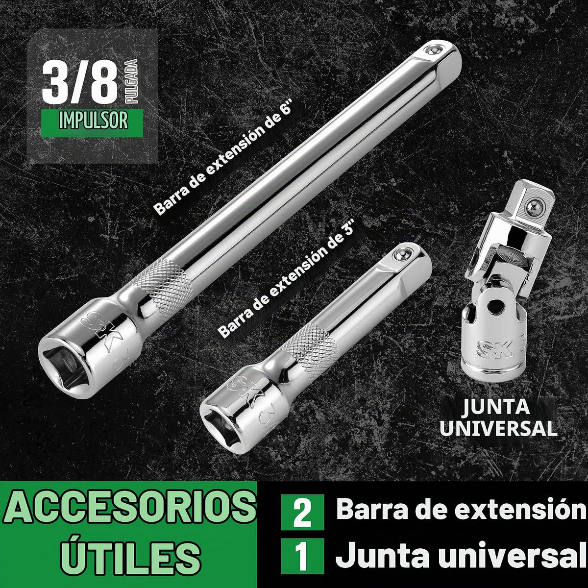 SK Juego de llaves de vaso de 3/8" con trinquete 216-P, 41 piezas