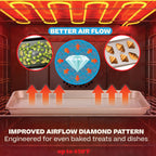 Juego de Bandejas para Hornear Baker's Secret, 3x Hojas para Galletas para Horno, Textura de Diamante Premium Flujo de Aire, Juego de 3 Bandejas para Hornear, Extra Gruesas de 0.6mm con Base de