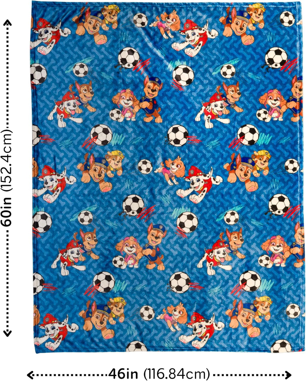 Paw Patrol - Manta deportiva de fútbol para niños, 46 x 60 pulgadas, manta de felpa suave para sofá, cama o eventos deportivos, torneo mundial 2026 (producto con licencia oficial) por Franco