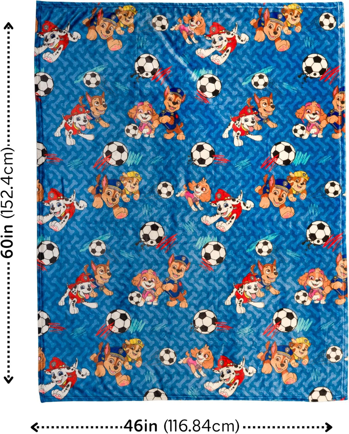 Paw Patrol - Manta deportiva de fútbol para niños, 46 x 60 pulgadas, manta de felpa suave para sofá, cama o eventos deportivos, torneo mundial 2026 (producto con licencia oficial) por Franco