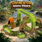 Juego de tren eléctrico de dinosaurio para niños, 90 piezas de