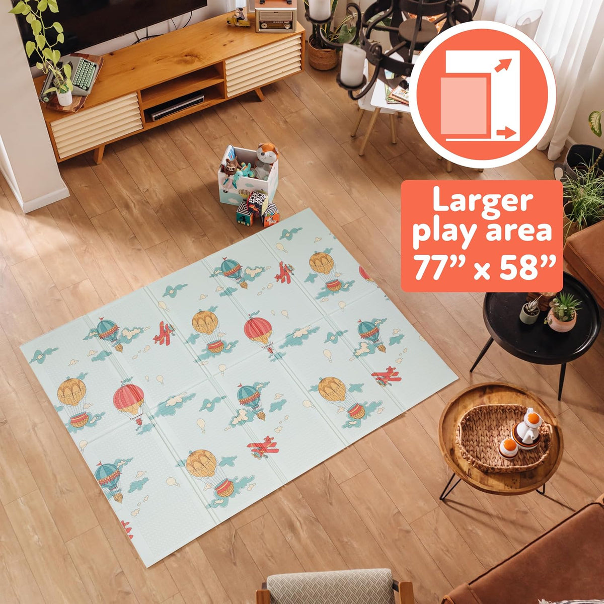 Nuby Alfombra de juego plegable reversible para bebé, 77 pulgadas x 58