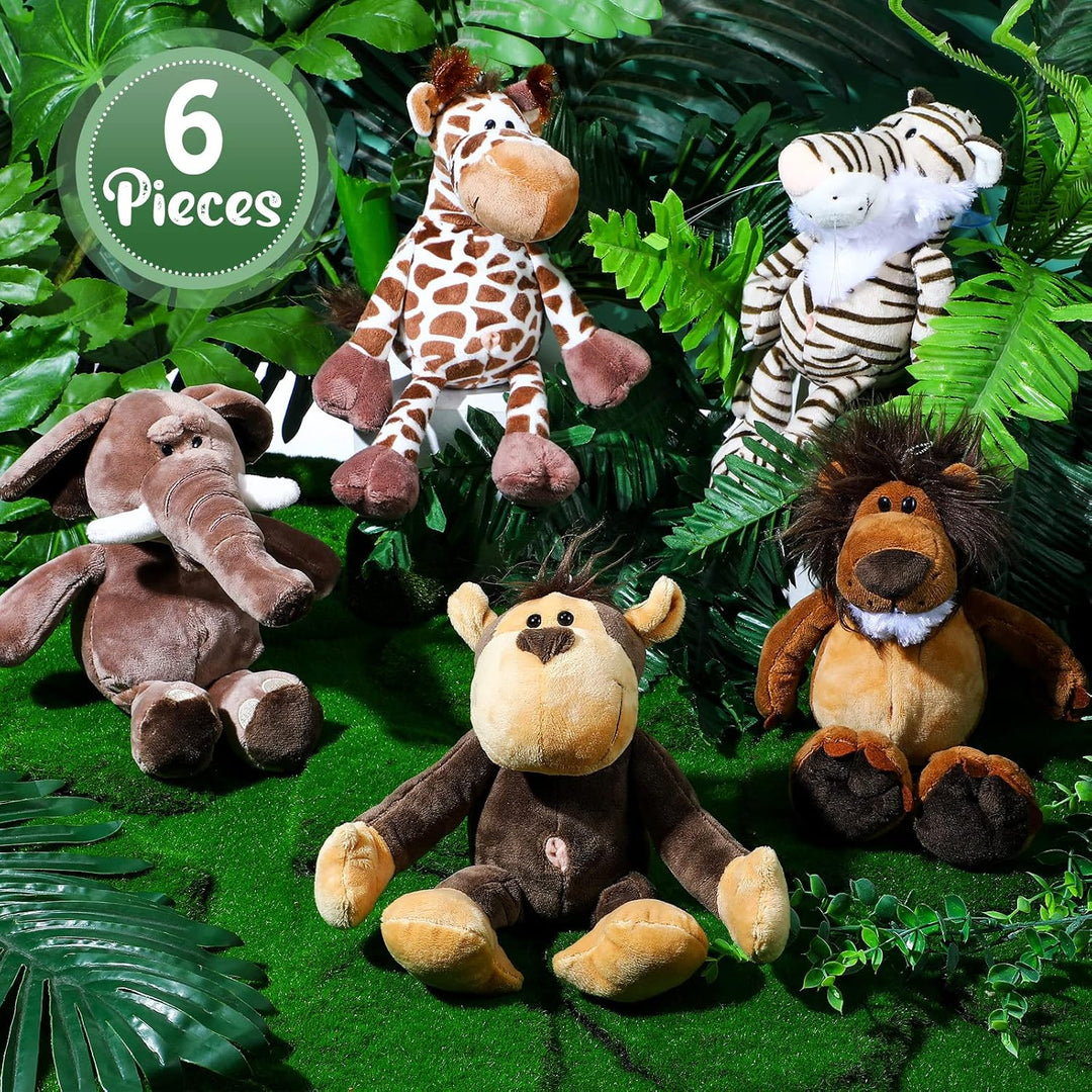 Zhanmai Juego de 6 peluches de safari de peluche de selva para niño...