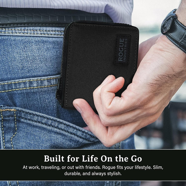 ROGUE WALLET Carteras interiores de piel auténtica para hombres, co...
