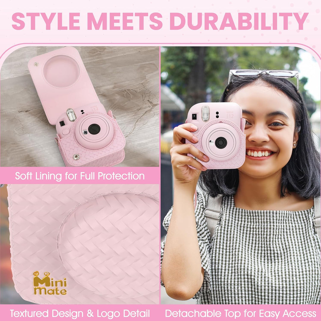 Fujifilm Cámara instantánea Instax Mini 12 color rosa flor + estuch...