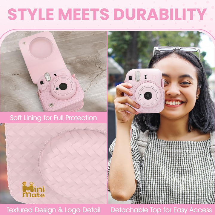 Fujifilm Cámara instantánea Instax Mini 12 color rosa flor + estuch...