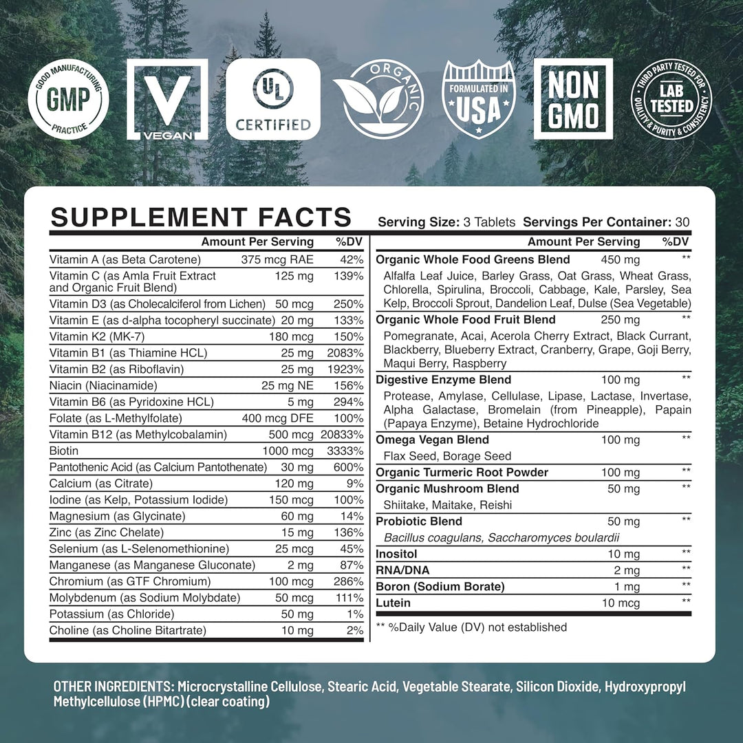 Abundant Earth Multivitamínico integral de alimentos para mujer Sup...