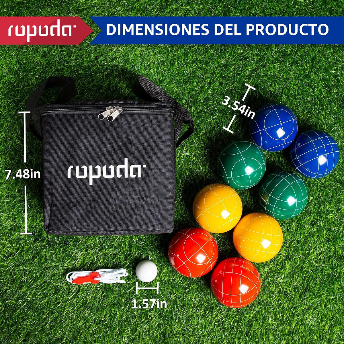 ropoda Juego de bolas de bochas de 3.543 in con 8 bolas de poliresina de