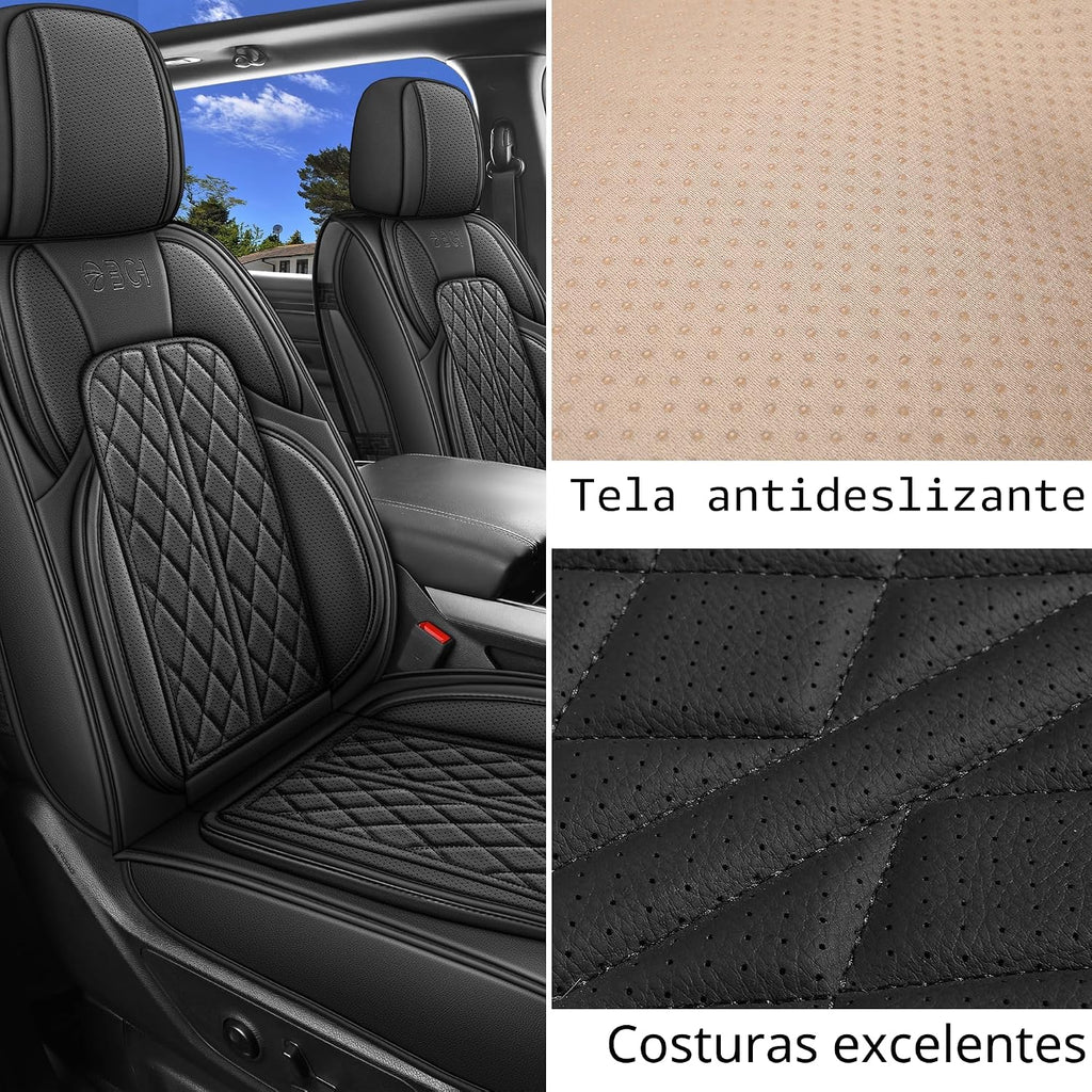 Funda de asiento de automóvil ajuste personalizado para Dodge Ram 1500 2500 3500 2002-2026 juego de fundas de asiento de piel sintética compatible con cojines de cabina regular Crew Quad para