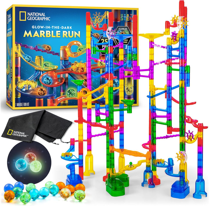 NATIONAL GEOGRAPHIC Glowing Marble Run - Juego de construcción de 2...