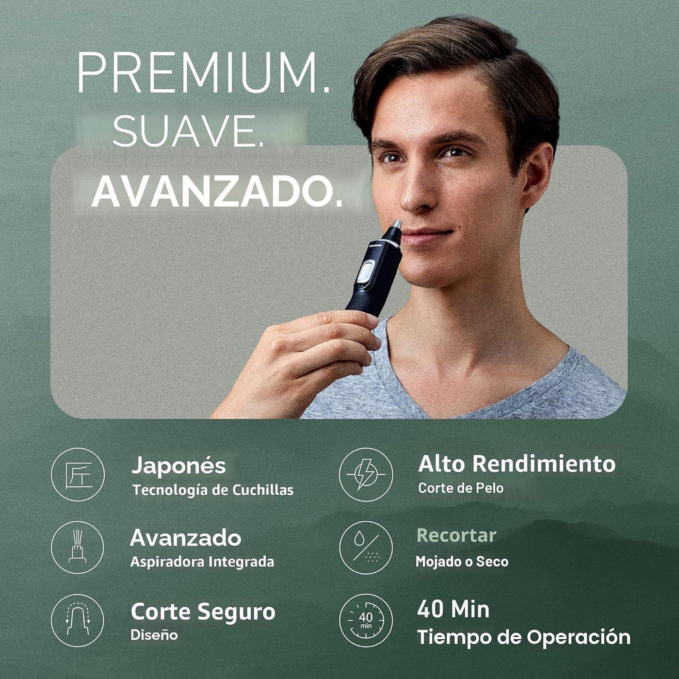 Panasonic ER-GN70-K - Recortadora de pelo de orejas y nariz para ho...