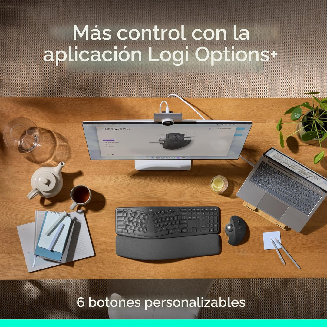 Logitech MX Ergo S Mouse de trackball inalámbrico avanzado, ratón i...