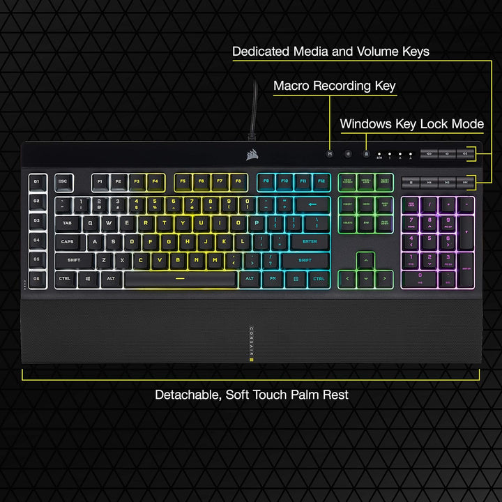 Corsair K55 RGB PRO Teclado de membrana para juegos con cable \u201...