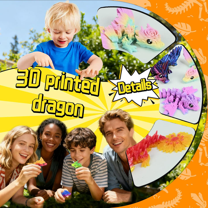 Cybermaker Juego de 12 dragones impresos en 3D rellenos de